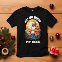 Christmas In Hawaii T Shirt Ho Ho Hold My Beer Cool Santa Sunglass TS09 Black - Polynesian Pride