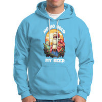Christmas In Hawaii Hoodie Ho Ho Hold My Beer Cool Santa Sunglass TS09 Sky - Polynesian Pride