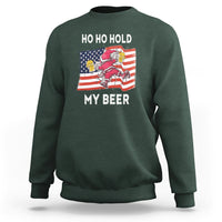 Christmas In Hawaii Sweatshirt Ho Ho Hold My Beer Drunk Santa USA Flag TS09 Dark Forest Green - Polynesian Pride
