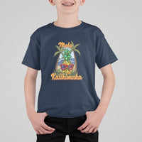 Mele Kalikimaka Christmas In Hawaii Xmas Light Pineapple T Shirt For Kid TS09 Navy - Polynesian Pride