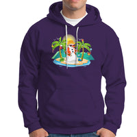 Christmas In Hawaii Hoodie Hawaiian Snowman Xmas Palm Tree At The Beach TS09 Purple - Polynesian Pride