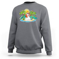 Christmas In Hawaii Sweatshirt Hawaiian Snowman Xmas Palm Tree At The Beach TS09 Charcoal - Polynesian Pride