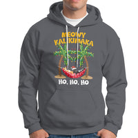 Christmas In Hawaii Hoodie Meowy Kalikimaka Cat Chillin' Ho Ho Ho Xmas Palm Tree TS09 Charcoal - Polynesian Pride