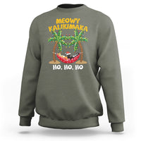 Christmas In Hawaii Sweatshirt Meowy Kalikimaka Cat Chillin' Ho Ho Ho Xmas Palm Tree TS09 Military Green - Polynesian Pride