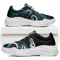 Turquoise New Zealand Chunky Sneakers Aotearoa Silver Fern With Manaia Maori Unique LT14 Turquoise - Polynesian Pride