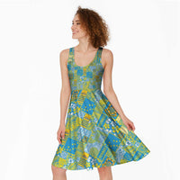 Tuvalu Manuia te Kilisimasi Midi Dress Pacific Patchwork Xmas Vibes - Polynesian Pride