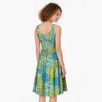 Tuvalu Manuia te Kilisimasi Midi Dress Pacific Patchwork Xmas Vibes - Polynesian Pride