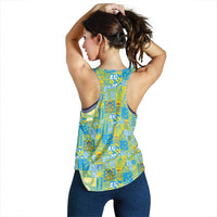 Tuvalu Manuia te Kilisimasi Women Racerback Tank Pacific Patchwork Xmas Vibes - Polynesian Pride