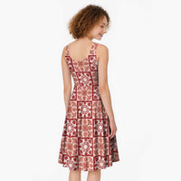 Ulaula Palaka Quilt Hawaii Midi Dress Hawaiian Tropical Monstera Sea Turtle