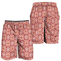 Ulaula Palaka Quilt Hawaii Shorts for Men Hawaiian Tropical Monstera Sea Turtle