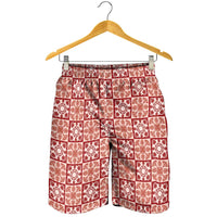Ulaula Palaka Quilt Hawaii Shorts for Men Hawaiian Tropical Monstera Sea Turtle