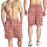 Ulaula Palaka Quilt Hawaii Shorts for Men Hawaiian Tropical Monstera Sea Turtle