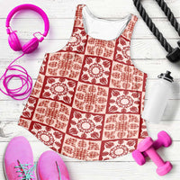 Ulaula Palaka Quilt Hawaii Women Racerback Tank Hawaiian Tropical Monstera Sea Turtle