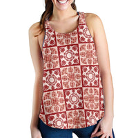 Ulaula Palaka Quilt Hawaii Women Racerback Tank Hawaiian Tropical Monstera Sea Turtle