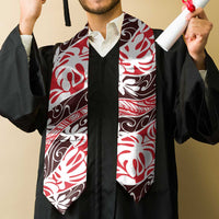 Uteute Tahiti Tiare Monstera Graduation Stole Polynesian Pattern Curve Style LT01 - Polynesian Pride