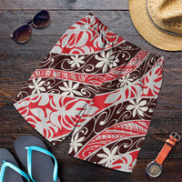 Uteute Tahiti Tiare Monstera Shorts for Men Polynesian Pattern Curve Style LT01 Red - Polynesian Pride