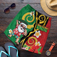 Vanuatu Christmas Shorts for Men Funny Santa with Namele and Boar Tusk Tribal LT03 Green - Polynesian Pride