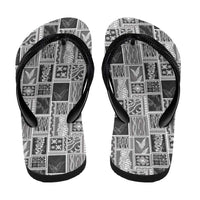 Vintage Aloha Block Quilt Flip Flops Black Inspired Lei Motifs LT9 - Polynesian Pride