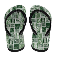 Vintage Aloha Block Quilt Flip Flops Green Inspired Lei Motifs LT9 - Polynesian Pride