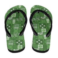 Vintage Hawaiian Quilting Patterns Flip Flops Green Style Tribal Fabric Patchwork - Polynesian Pride