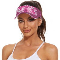Vintage Pink Polynesia Sun Visor Cap Plumeria With Hibiscus Tropical Vibes