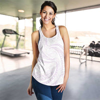 White Sunday Lotu Tamaiti Women Racerback Tank Polynesian Wave Pastel Mauve - Polynesian Pride