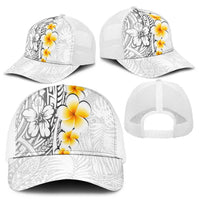White Tropical Plumeria With Galaxy Polynesian Art Mesh Trucker Cap LT14 - Polynesian Pride