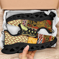 Yellow Aotearoa Kowhaiwhai Pattern Clunky Sneakers NZ Maori Quilt Style - Polynesian Pride