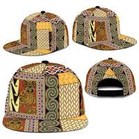 Yellow Aotearoa Kowhaiwhai Pattern Snapback Cap NZ Maori Quilt Style - Polynesian Pride