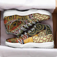 Yellow Aotearoa Kowhaiwhai Pattern Sneakers J11 NZ Maori Quilt Style - Polynesian Pride
