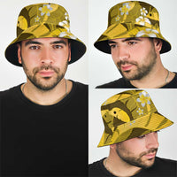 Yellow Banana Leaf Hawaii Bucket Hat Lau Maia Plumeria Tropical Summer Vibes