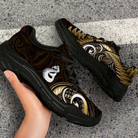 Yellow New Zealand Chunky Sneakers Aotearoa Silver Fern With Manaia Maori Unique LT14 - Polynesian Pride