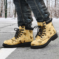 Yellow Palaka Hawaii Cowboy All Season Boots Puakenikeni Lei Paniolo Papale Seamless Vibes - Polynesian Pride