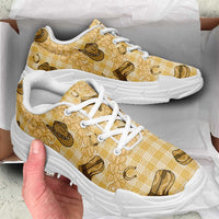Yellow Palaka Hawaii Cowboy Chunky Sneakers Puakenikeni Lei Paniolo Papale Seamless Vibes - Polynesian Pride