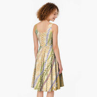 Yellow Palaka Hawaii Leis Midi Dress Hawaiian-plaid Elegant Tropical Vibes - Polynesian Pride