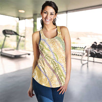 Yellow Palaka Hawaii Leis Women Racerback Tank Hawaiian-plaid Elegant Tropical Vibes - Polynesian Pride