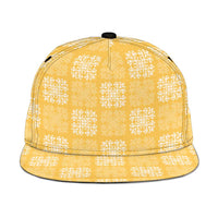 Yellow Palaka Quilt Hawaii Snapback Cap Traditional Hawaii-plaid Pattern - Polynesian Pride