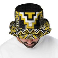 Yellow Taniko Aotearoa Bucket Hat Niho Taniwha Mix Poutama LT14