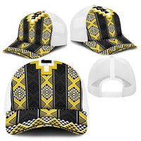Yellow Taniko Aotearoa Mesh Trucker Cap Niho Taniwha Mix Poutama - Polynesian Pride