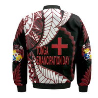 Tonga Emancipation Day Bomber Jacket Kupesi Pattern No.1 Black LT9 - Polynesian Pride