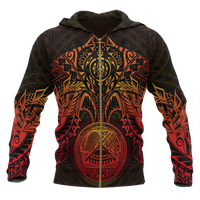 American Samoa Polynesian Zip up Hoodie Red Turtle Manta Ray Unisex RED - Polynesian Pride