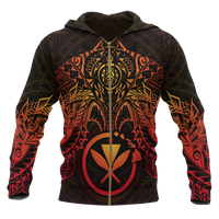 Polynesian Hawaii Zip up Hoodie Red Turtle Manta Ray Unisex RED - Polynesian Pride