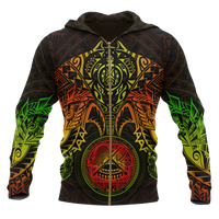 American Samoa Polynesian Zip up Hoodie Reggae Turtle Manta Ray Unisex RED - Polynesian Pride