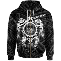 Hawaii Polynesian Custom Zip up Hoodie Vintage Polynesian Turtle (White) Unisex White - Polynesian Pride
