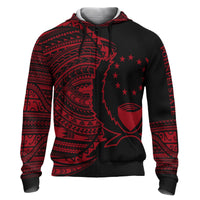 Pohnpei Hoodie Micronesia Red Patterns With Coat of Arms Unisex Black - Polynesian Pride