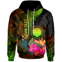 Northern Mariana Islands Custom Hoodie Hibiscus and Banana Leaves Unisex Reggae - Polynesian Pride