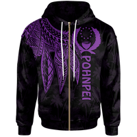 Pohnpei Zip up Hoodie Polynesian Wings (Purple) Unisex Purple - Polynesian Pride