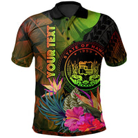Polynesian Hawaii Polynesian Custom Polo Hibiscus and Banana Leaves Unisex Reggae - Polynesian Pride