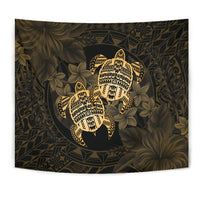hawaiiTapestry - Turtle Strong Pattern Hibiscus Plumeria Gold AH - Polynesian Pride