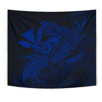 Hula Girl Hibiscus Kanaka Poly Tapestry - Blue - Polynesian Pride